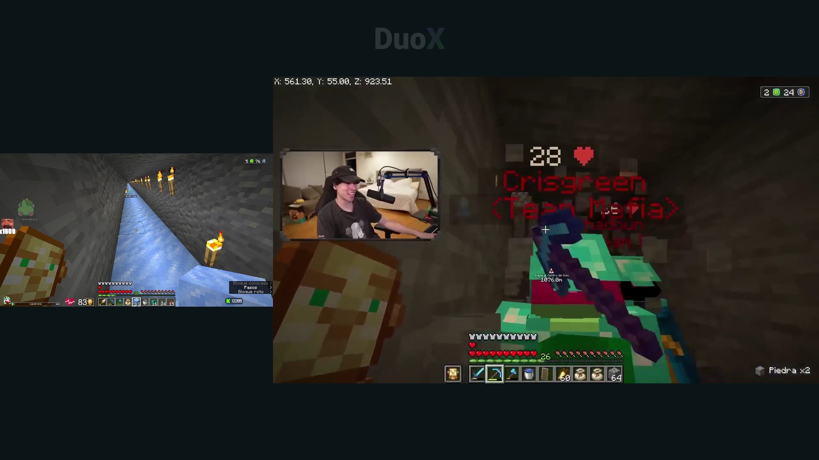 Multivista de DuoX TV con Spreen y Conterstine jugando juntos en directo